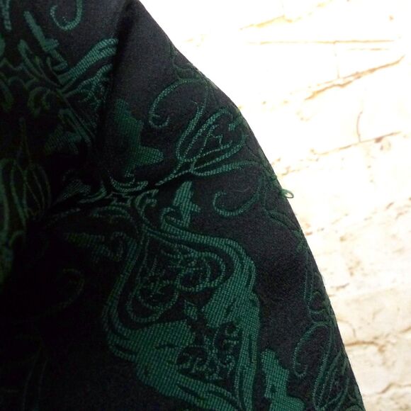 Y2K Lip Service Blacklist Jacket Men XL Black Green Brocade Jacquard Goth Rock - Picture 13 of 16